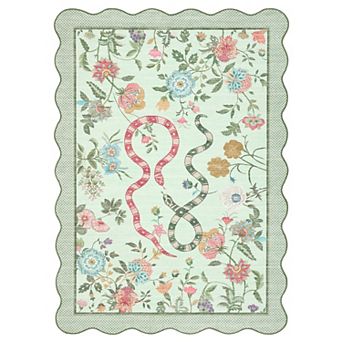 French Pastoral Style Area Rug Non Slip Ultra Thin Washable Rug for Farmhouse Bedroom Living Room