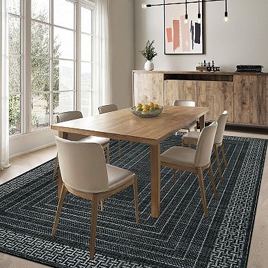 Modern Geometric Area Rug for Bedroom Machine Washable Ultra Thin Non Slip Mat for Living Room