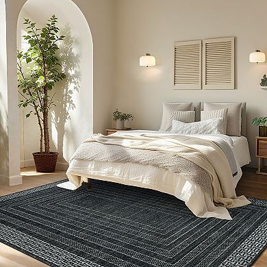 Modern Geometric Area Rug for Bedroom Machine Washable Ultra Thin Non Slip Mat for Living Room