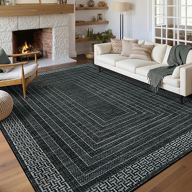 Modern Geometric Area Rug for Bedroom Machine Washable Ultra Thin Non Slip Mat for Living Room