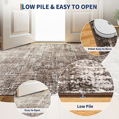 Modern Abstract Area for Living Room Ultra Thin Non Slip Machine Washable for Bedroom Kitchen