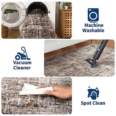 Modern Abstract Area for Living Room Ultra Thin Non Slip Machine Washable for Bedroom Kitchen