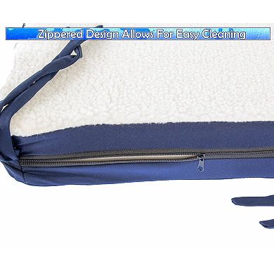 Gel Memory Foam Chair Cushion with Secure Ties Cooling Gel, Sherpa Top