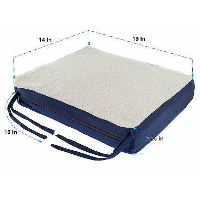 Gel Memory Foam Chair Cushion with Secure Ties Cooling Gel, Sherpa Top