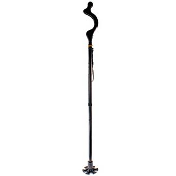 Foldable Adjustable Walking Cane Self-Standing Base with 10 Heights for Posture Support