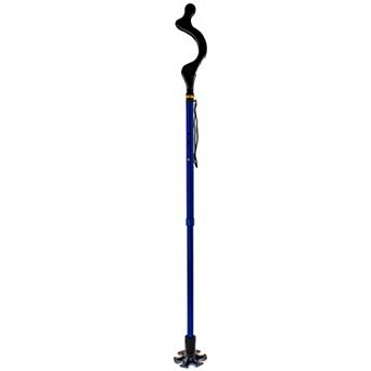 Foldable Adjustable Walking Cane Self-Standing Base with 10 Heights for Posture Support