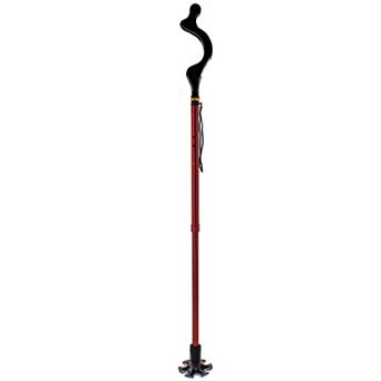 Foldable Adjustable Walking Cane Self-Standing Base with 10 Heights for Posture Support