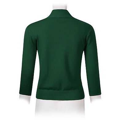 Women's 3/4 Sleeve Open Front Cropped Bolero Shrugs Lightweight Knit Short Cardigan Sweaters
