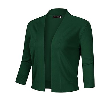 Women's 3/4 Sleeve Open Front Cropped Bolero Shrugs Lightweight Knit Short Cardigan Sweaters