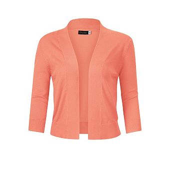 Women's 3/4 Sleeve Open Front Cropped Bolero Shrugs Lightweight Knit Short Cardigan Sweaters