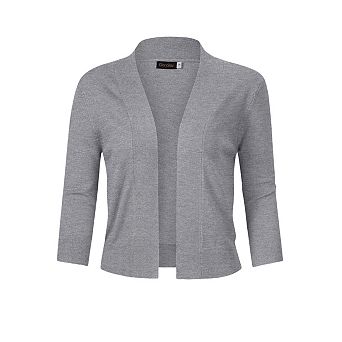 Women's 3/4 Sleeve Open Front Cropped Bolero Shrugs Lightweight Knit Short Cardigan Sweaters