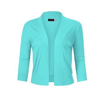 Women's 3/4 Sleeve Open Front Cropped Bolero Shrugs Lightweight Knit Short Cardigan Sweaters