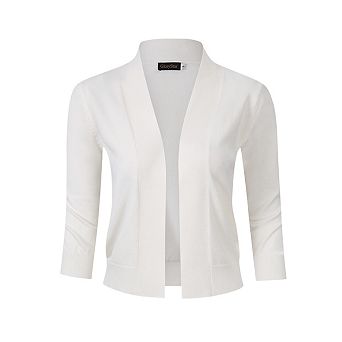 Women's 3/4 Sleeve Open Front Cropped Bolero Shrugs Lightweight Knit Short Cardigan Sweaters