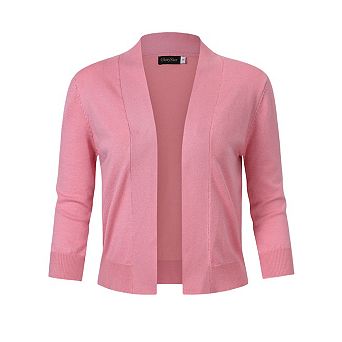 Women's 3/4 Sleeve Open Front Cropped Bolero Shrugs Lightweight Knit Short Cardigan Sweaters