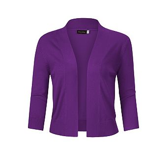 Women's 3/4 Sleeve Open Front Cropped Bolero Shrugs Lightweight Knit Short Cardigan Sweaters