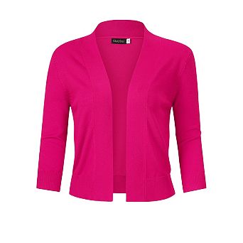 Women's 3/4 Sleeve Open Front Cropped Bolero Shrugs Lightweight Knit Short Cardigan Sweaters