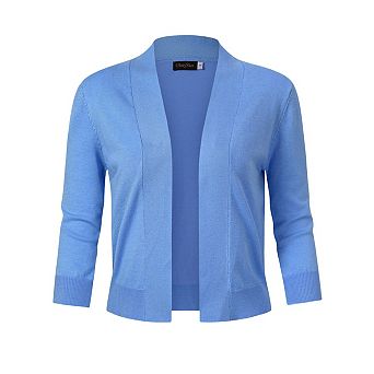 Women's 3/4 Sleeve Open Front Cropped Bolero Shrugs Lightweight Knit Short Cardigan Sweaters