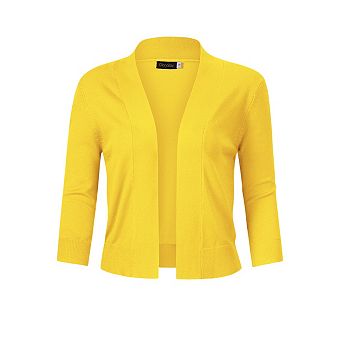 Women's 3/4 Sleeve Open Front Cropped Bolero Shrugs Lightweight Knit Short Cardigan Sweaters
