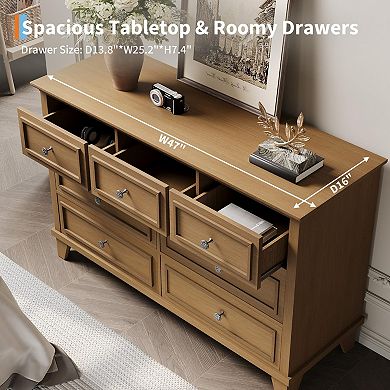 IDEALHOUSE 7-Drawer Wide Dresser TV Stand