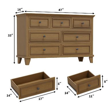 IDEALHOUSE 7-Drawer Wide Dresser TV Stand