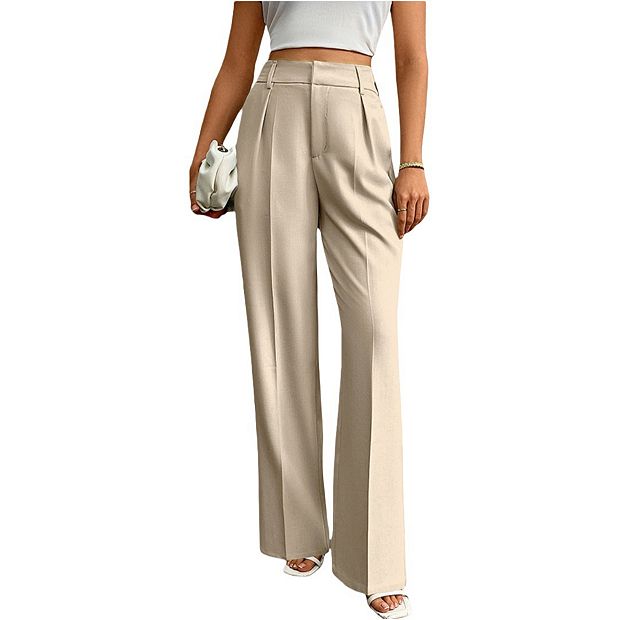 Women's Pull on Wide-Leg Stretchy Dress Pants, Perfect for Business Casual  Work Outfits