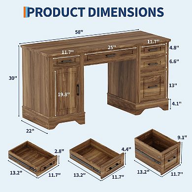 IDEALHOUSE 58" Executive Office Desk