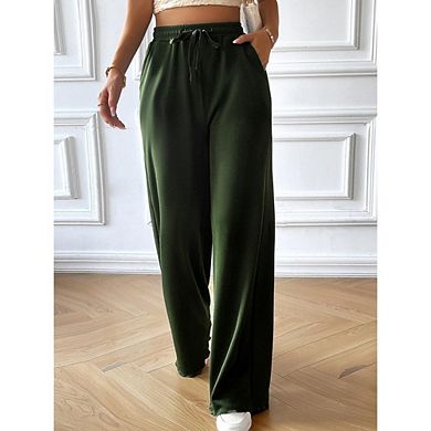 Womens Wide Leg Sweatpants High Waist Baggy Drawstring Lounge Pants Fall Joggers with Pockets