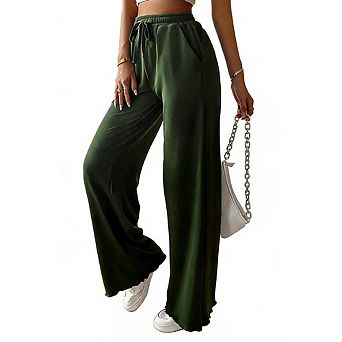 Womens Wide Leg Sweatpants High Waist Baggy Drawstring Lounge Pants Fall Joggers with Pockets