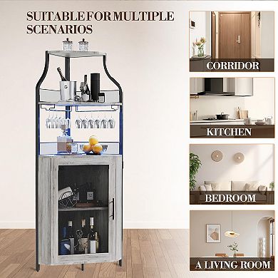 IDEALHOUSE Corner Bar & Wine Cabinet
