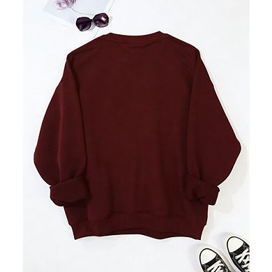 Womens Plus Sweatshirts Crewneck Long Sleeve Tops Fleece Cat Graphic Pullover Clothes with Pocket