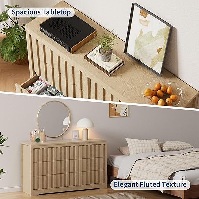IDEALHOUSE Fluted Modern 6-Drawer Dresser