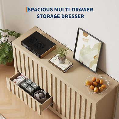 IDEALHOUSE Fluted Modern 6-Drawer Dresser