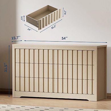 IDEALHOUSE Fluted Modern 6-Drawer Dresser