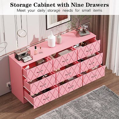 IDEALHOUSE 9-Drawer Dresser with Outlets
