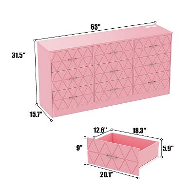 IDEALHOUSE 9-Drawer Dresser with Outlets