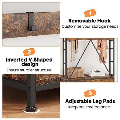 IDEALHOUSE 5-in-1 Hall Tree with Bench