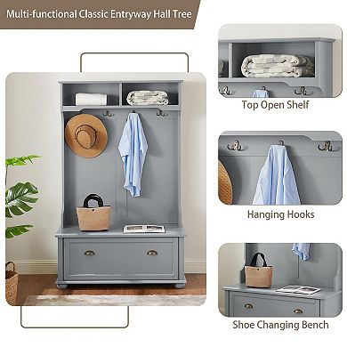 IDEALHOUSE Metal Hall Tree with Bench