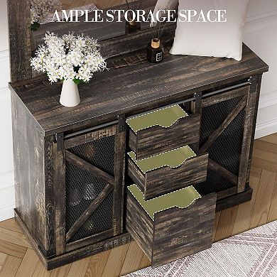 IDEALHOUSE Hall Tree with Barn Doors