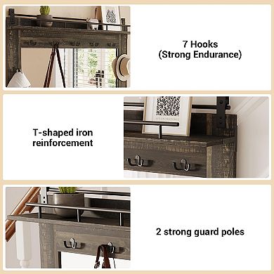 IDEALHOUSE Hall Tree with Barn Doors