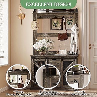IDEALHOUSE Hall Tree with Barn Doors
