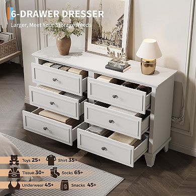 IDEALHOUSE 6-Drawer Wide Dresser TV Stand