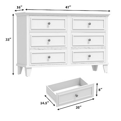 IDEALHOUSE 6-Drawer Wide Dresser TV Stand