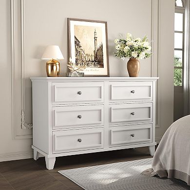 IDEALHOUSE 6-Drawer Wide Dresser TV Stand