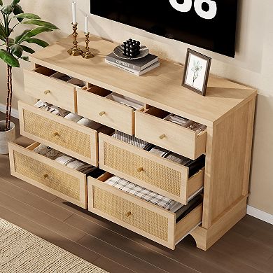 IDEALHOUSE Rattan 7-Drawer Dresser
