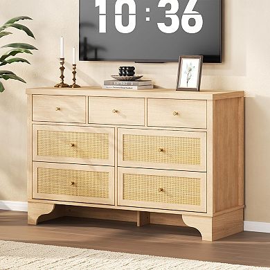 IDEALHOUSE Rattan 7-Drawer Dresser