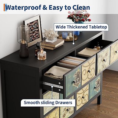 IDEALHOUSE 6-Drawer Floral Dresser
