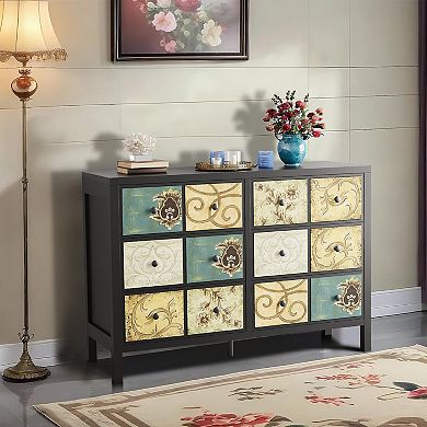 IDEALHOUSE 6-Drawer Floral Dresser