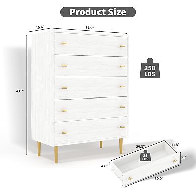 IDEALHOUSE Vintage 5-Drawer Dresser