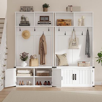 IDEALHOUSE Entryway Bench with Hooks & Storage