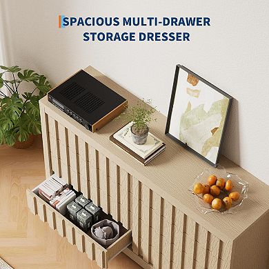 IDEALHOUSE Modern Fluted 8-Drawer Dresser